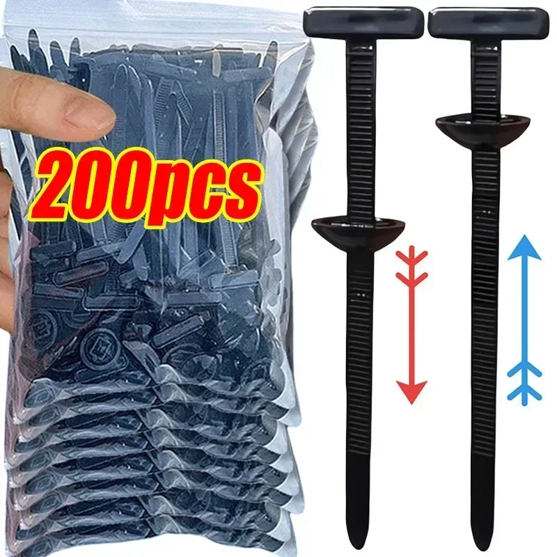 5-200PCS Nylon Cable Tie Buckle Heavy Duty Self-Locking Zip Ties Holder with Pin Fasteners Engine Guard Panel Wire Clips Tool
