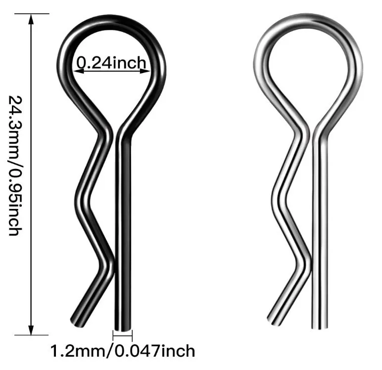 Piezas de coche de control remoto, Clips de carrocería de carcasa, pasadores, pestillo de carcasa R, hebillas fijas para Buggy de derrape 1:10, 120 piezas, 1/10