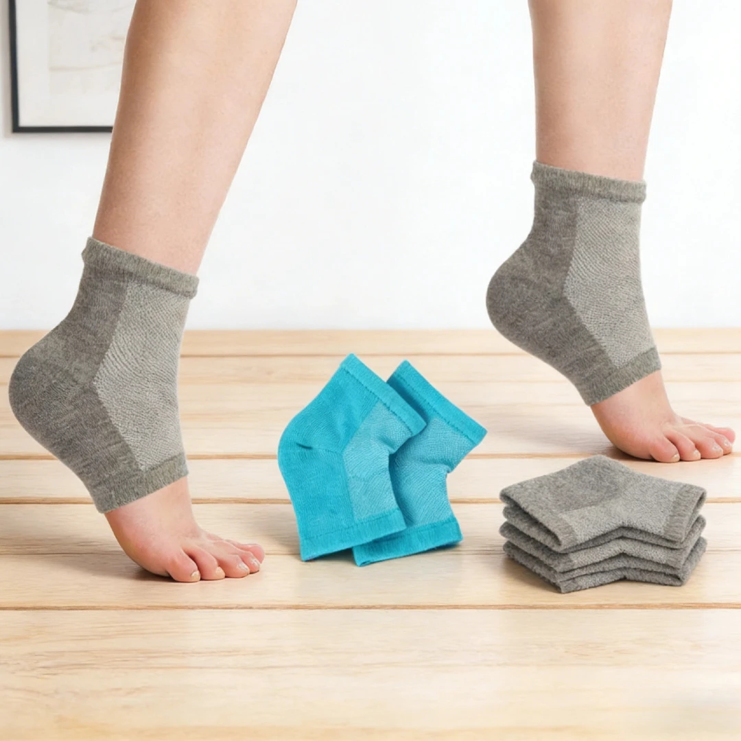 2 Pairs Silicone Heel Socks for Dry Cracked Feet Women, Moisturizing Gel Lotion Socks for Cracked Heels Overnight Care