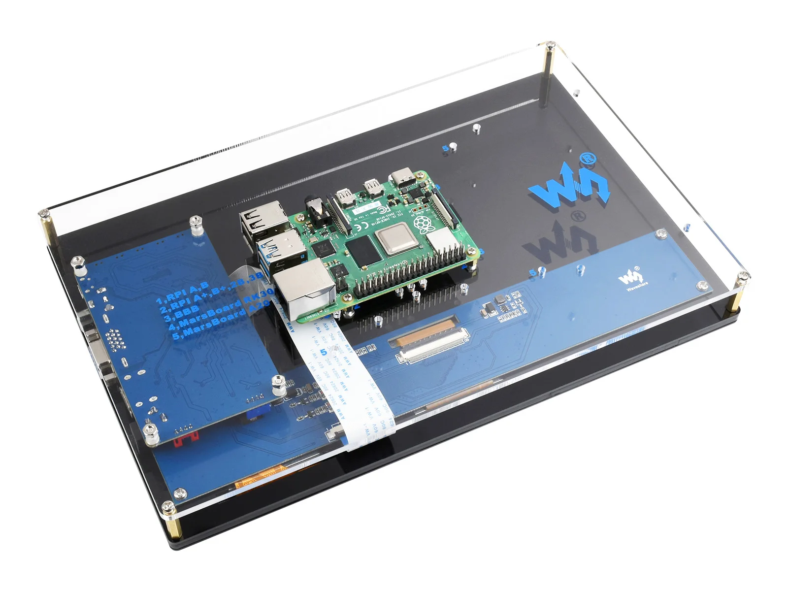 Waveshare Raspberry Pi หน้าจอสัมผัสขนาด10.1นิ้วแบบ capacitive LCD (F) พร้อมเคสรองรับ1024 × 600 HDMI ระบบและอุปกรณ์ต่างๆ