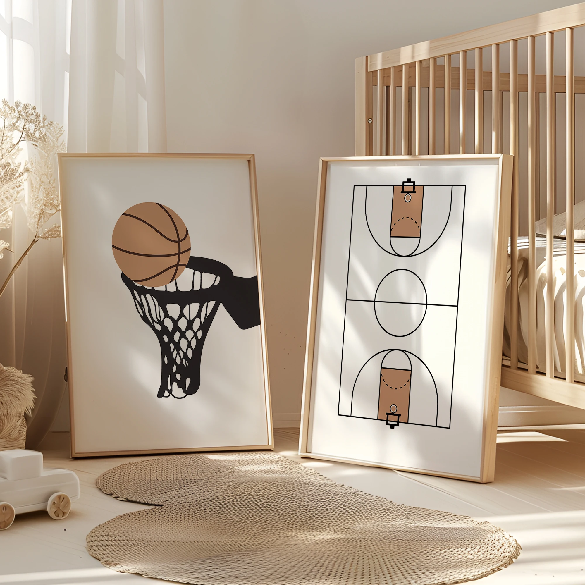3pcs Personalized Custom Name Cartoon Basketball Hoop Wall Art Print Picture Canvas Painting For Living Child Room Home Decor