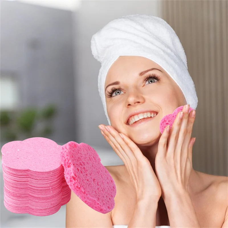 5/10/20/50 Uds. Esponja de lavado de cara comprimida con forma de flor, esponja de lavado de cara, esponja facial espumosa, esponja cosmética para limpieza facial