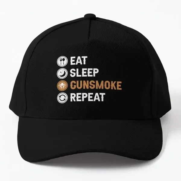 

Бейсбольная кепка Eat Sleep Gunsmoke, спортивная повседневная бейсболка в стиле рыбы в стиле хип-хоп, уличная черная солнцезащитная кепка, летняя женская кепка
