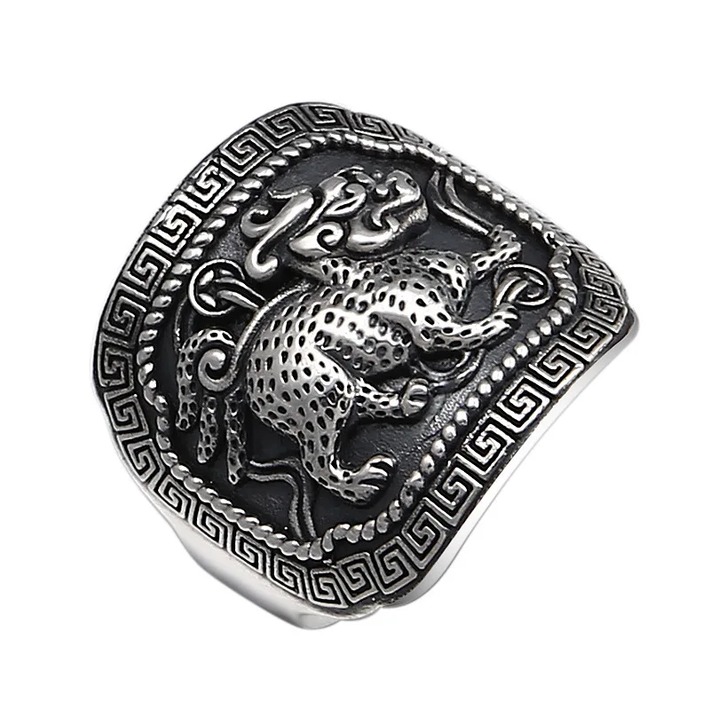 

Wholesale 925 sterling silver fashion jewelry retro thai silver personalized male and female open ring unicorn ring index finger