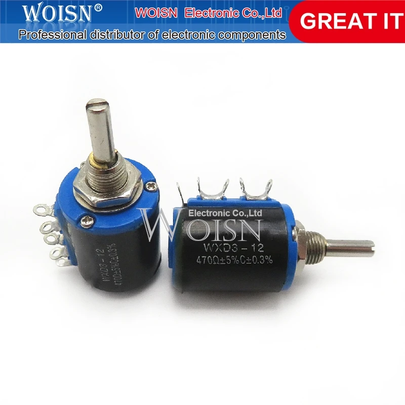 

10pcs/lot Precision multi-turn potentiometer 5 turns short body WXD3-12-1W 470R