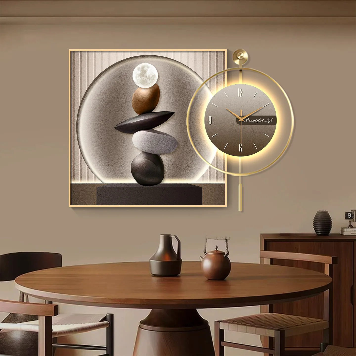 The Corridor Room Is Decorated With Light Luxury Murals Wall Light Led Light Home Decorations Wall Light Home Decor With Clock