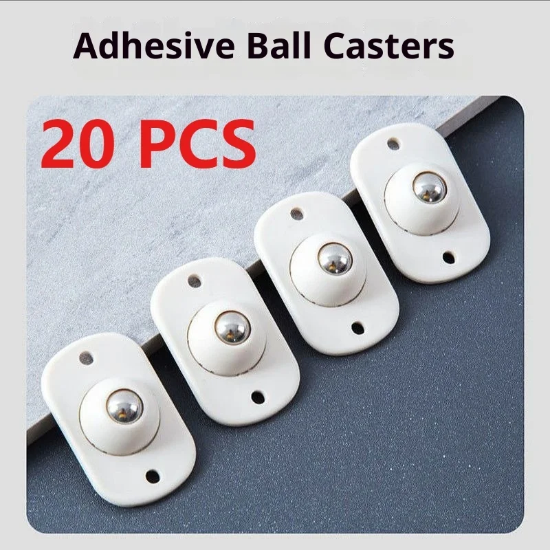 20 Pcs Self Adhesive Caster Mini Swivel Wheels Stainless Steel Universal 360 Degree Rotation Pulley for Furniture Storage Box