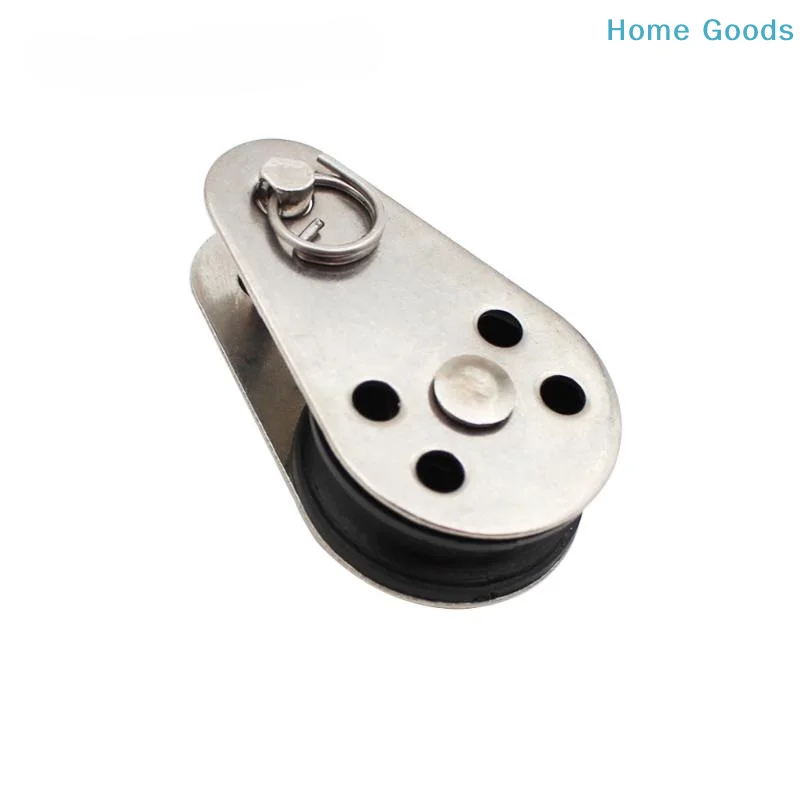 preferred1Pcs 45mm Blocks Rope Pulley 304/316 Stainless Steel Pulley Nylon Sheave Single Lashing Eye For 2mm To 8mm Ropeproduct