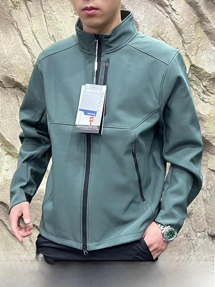 

Мужская ветрозащитная, водонепроницаемая, дышащая куртка для активного отдыха с эластичными рукавами и застежкой-молнией, стандартный крой