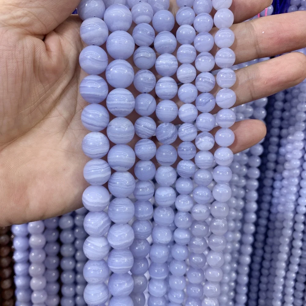 

6 8 10 12mm Natural AAAAA Blue Lace Agate Apatite Round Shape Loose Beads DIY Bracelet Necklace Earrings Jewelry Making