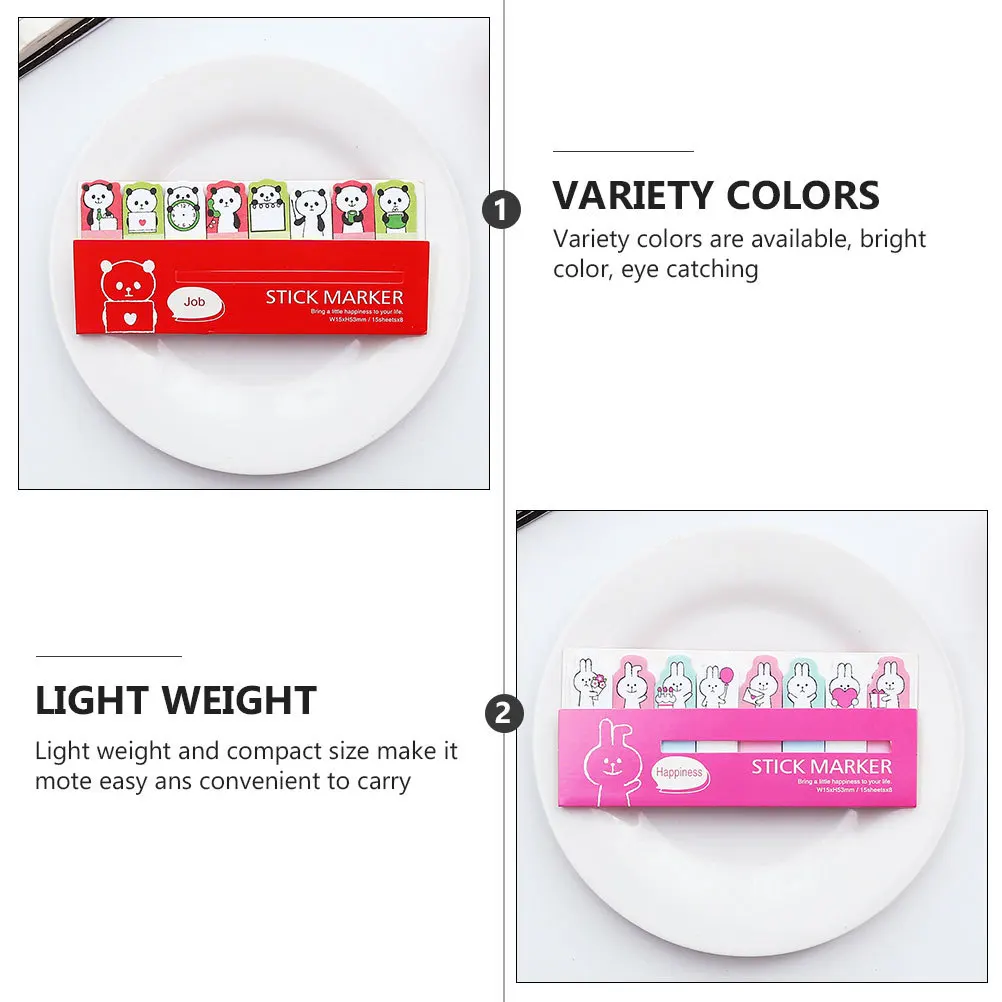 

7pcs Cartoon Index Label Tabs Memo Pad Self-Stick Note Flags Set Time Saving Colorful Paper Notes Stickers For