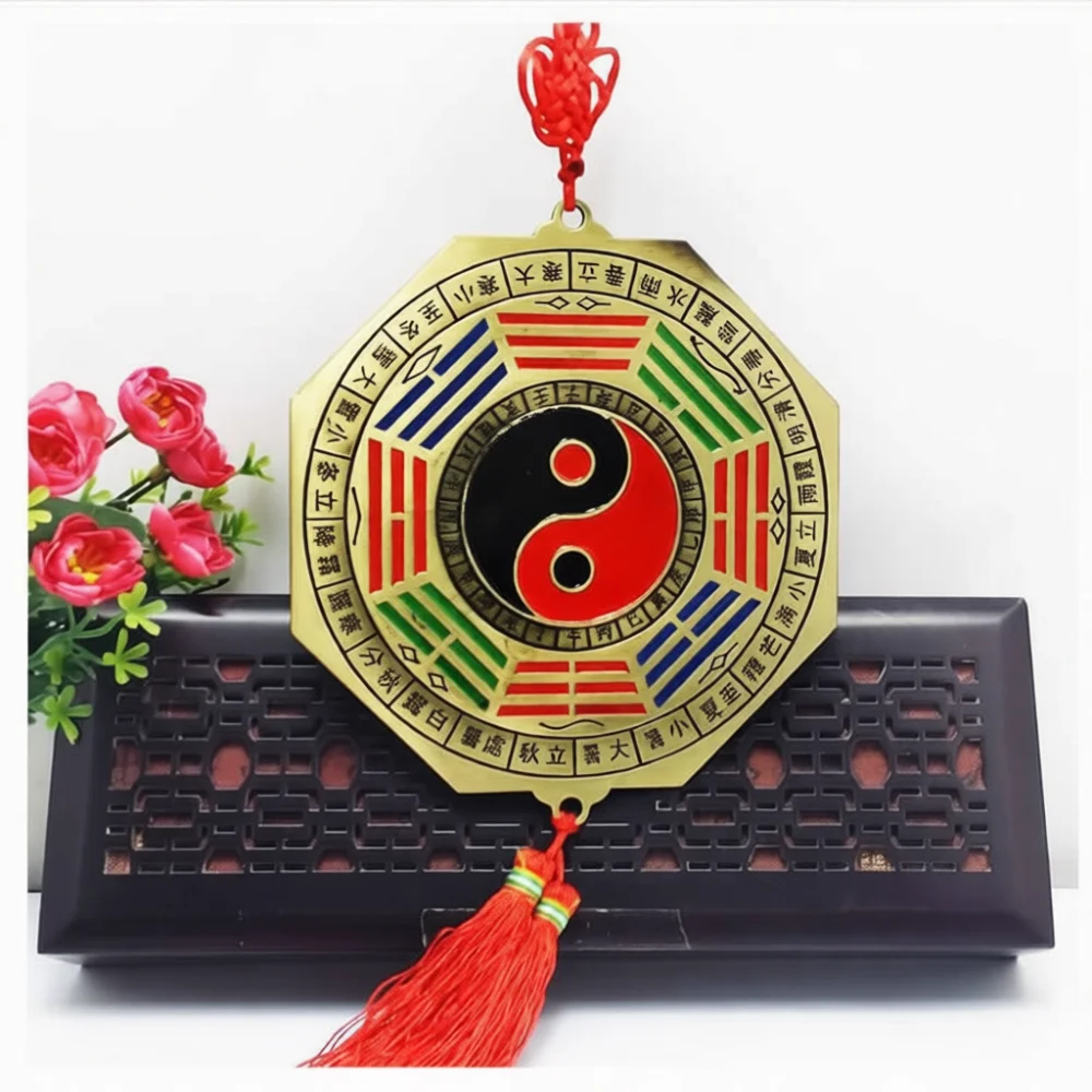 Traditional Feng Shui Bagua Mirror Brass Wall Art Tai Chi Zodiac Symbol Decoration Lucky Protection Metal Crafts Pieces