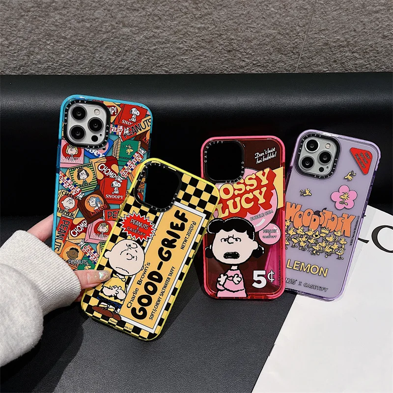 Cartoon Snoopy Kawaii Cute Shatterproof All-Inclusive Mobile Phone Case Anime Plush Dolls Couple Toys for Girls Birthday Gift