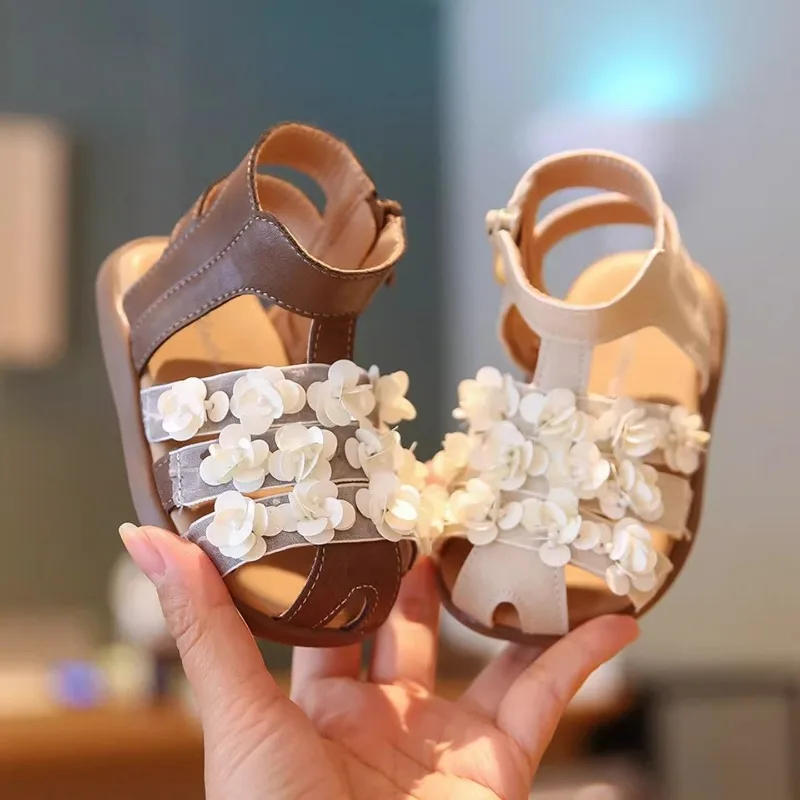 Zapatos de Princesa para Bebé con Cierre Trasero, Zapatos de Andar para Niñas con Flores Dulces, Sandalias de Verano 2026 para Niños con Suela Suave