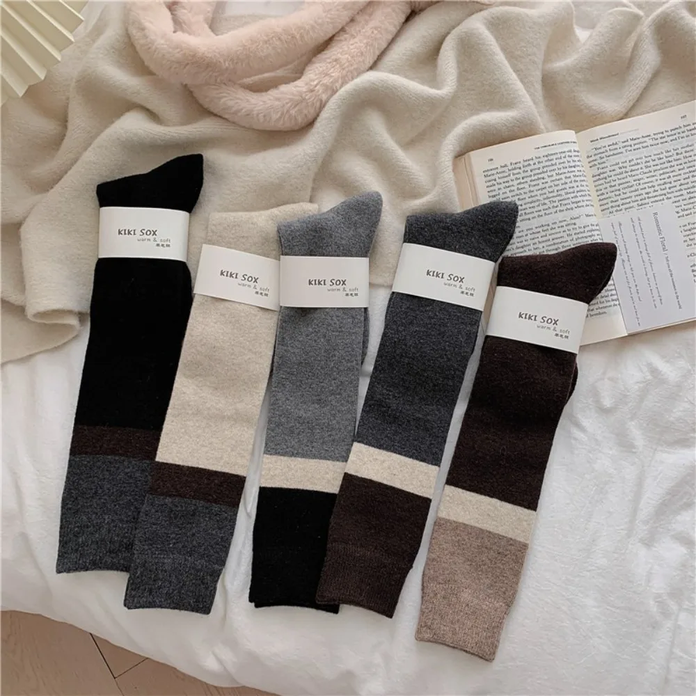 

Fashion Wool Cashmere Women Stockings College Style Thicken Long Socks Keep Warm Thigh High Stockings Autumn