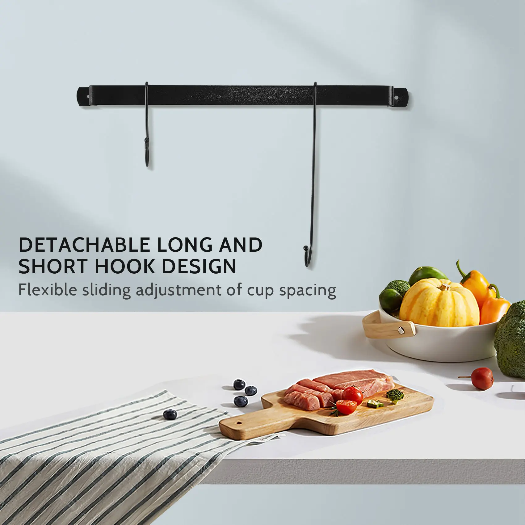 Kaffeetasse halter, an der Wand montierter Kaffeetasse halter mit flexiblen Haken, für Tassen, Tee tassen, Küchen utensilien (16 Zoll/schwarz)