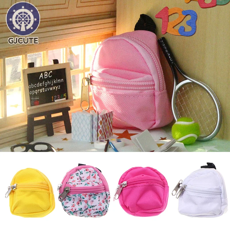1:6 Dollhouse Miniature Canvas School Bag Floral Backpack Doll Accessories Model Decor Toy Doll House Accessories