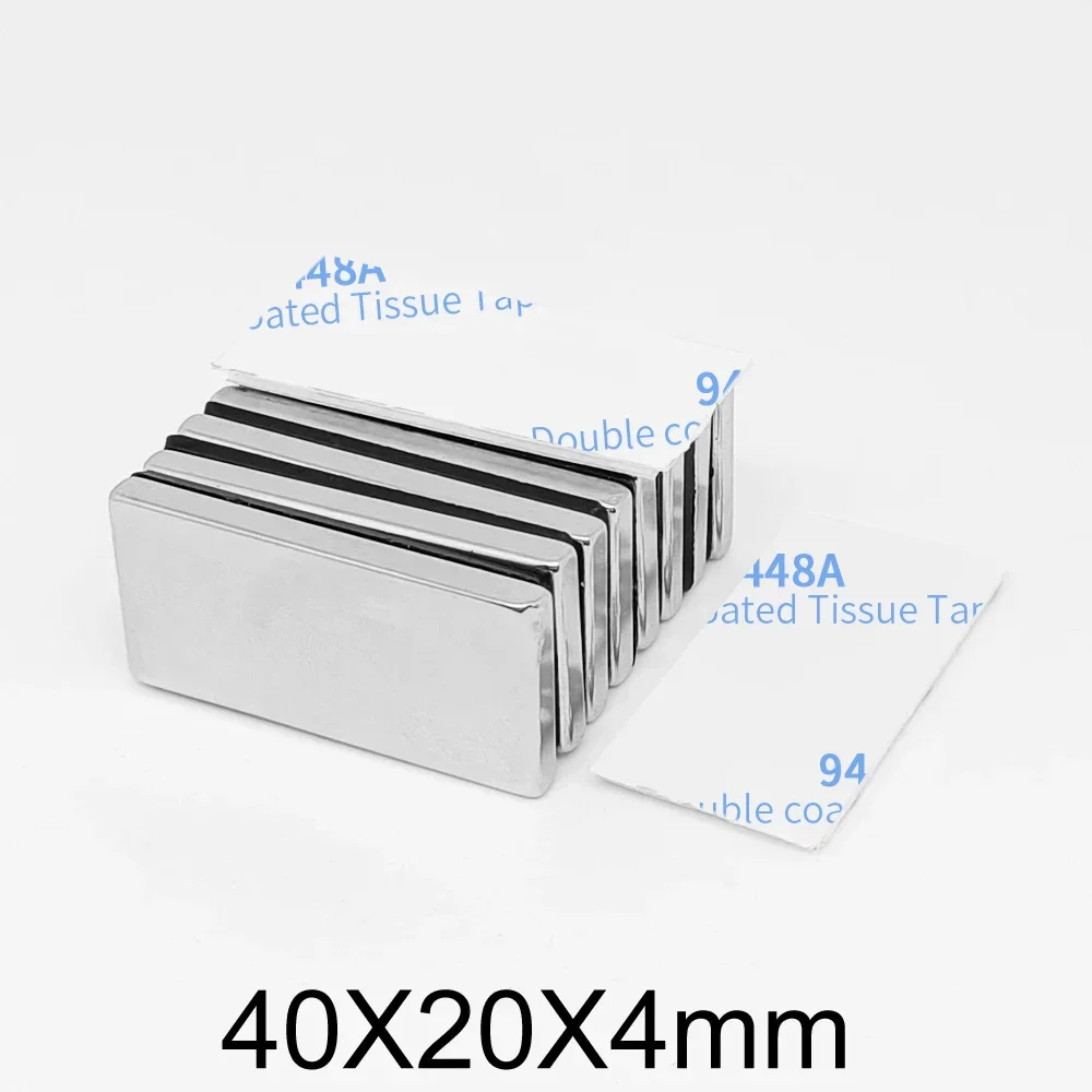 40x20x4mm Block Powerful Strong Magnetic Magnet 40x20x4 Permanent NdFeB Magnet With 3M Self - Adhesive 40*20*4