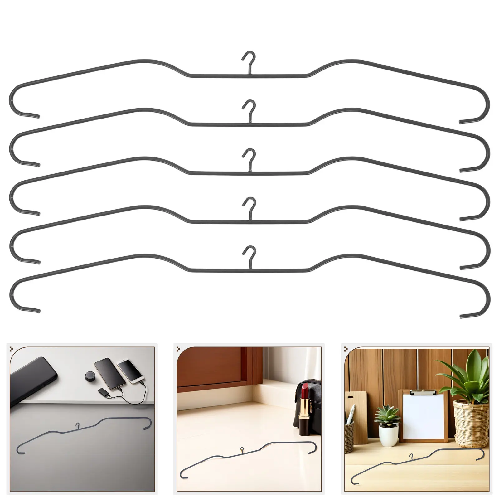 5pcs Metal Clothes Hangers Thickened Iron Wire NoMark Shirts Display Hanger Wide Shoulder Garment Hanging Rack For FramingCloset