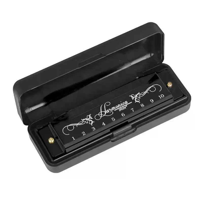 1PC 10 Hole C Key Harmonica 20 Tone, Red Silver Black ABS Eco-Plastic Parts, Woodwind Instrument