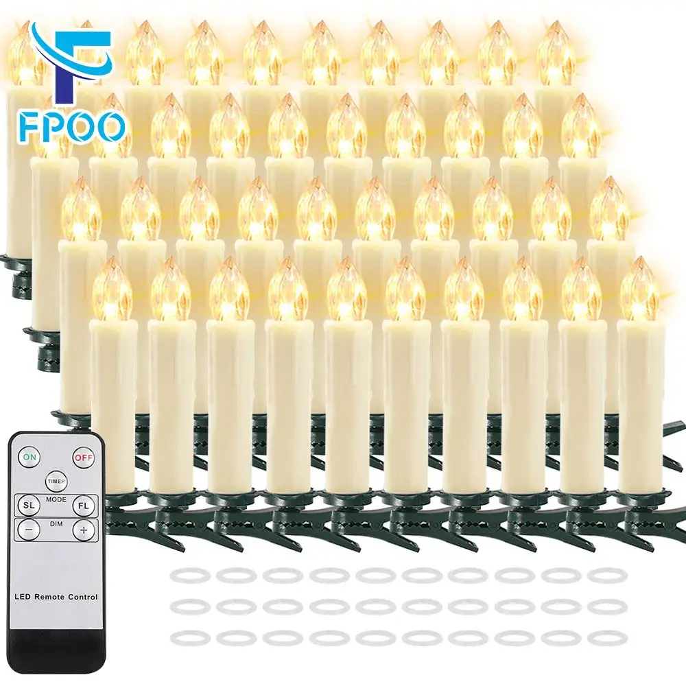 

Flameless Candle LED Light Battery Operated Waterproof Christmas Tree Candle Timer Remote New year's Decoration Flashing Candles