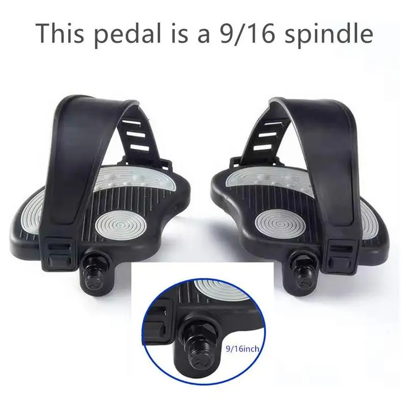 Exercise Bike Pedals 9/16 Universal Bike Pedal With Straps Universal Stationary Recumbent Bike Pedals 9/16 & 1/2 For Indoor