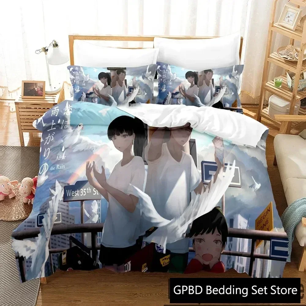 Anime After the Rain Supplies Set Duvet Cover Set Bedding Sets For Adults Bed With Pillowcases No Filling Luxury Birthday Gifts 6