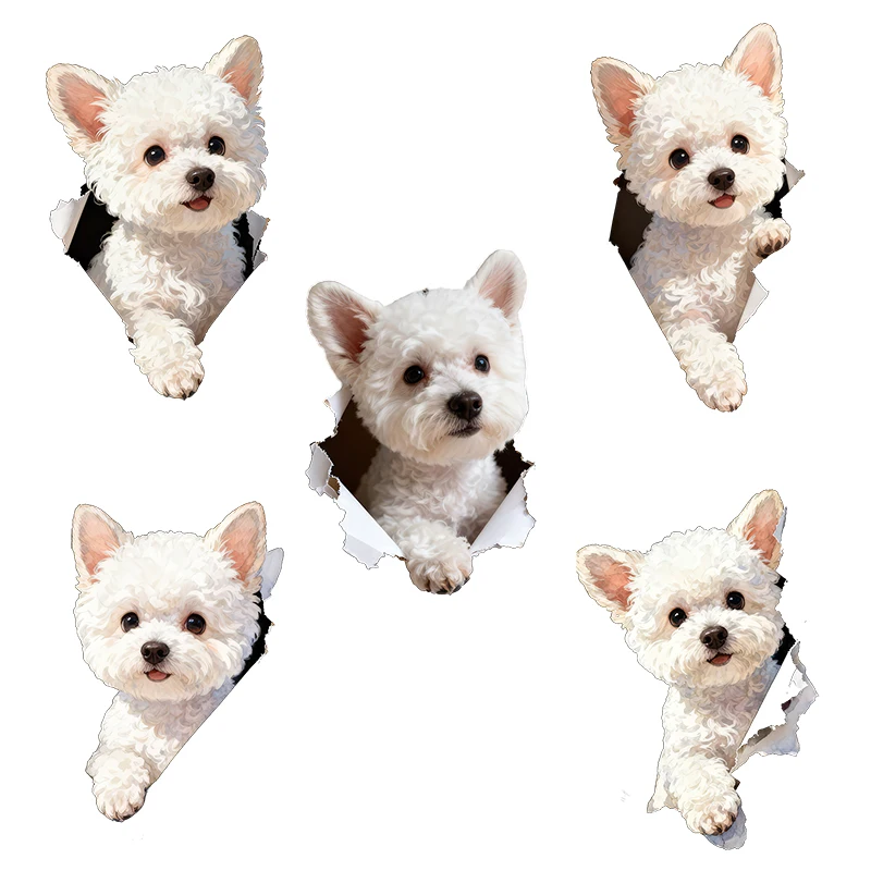 Three Ratels CFN10 Cute Bichon Dog Wall Stickers for Home Decoration Toilet decals car stickers