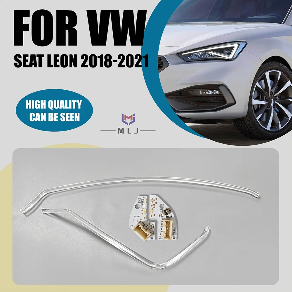 

White LED DRL Chip Light Guide Tube For VW SEAT Leon 2018-2021 Headlight Light Source Board Lamp Strip Car Headlight Accessories