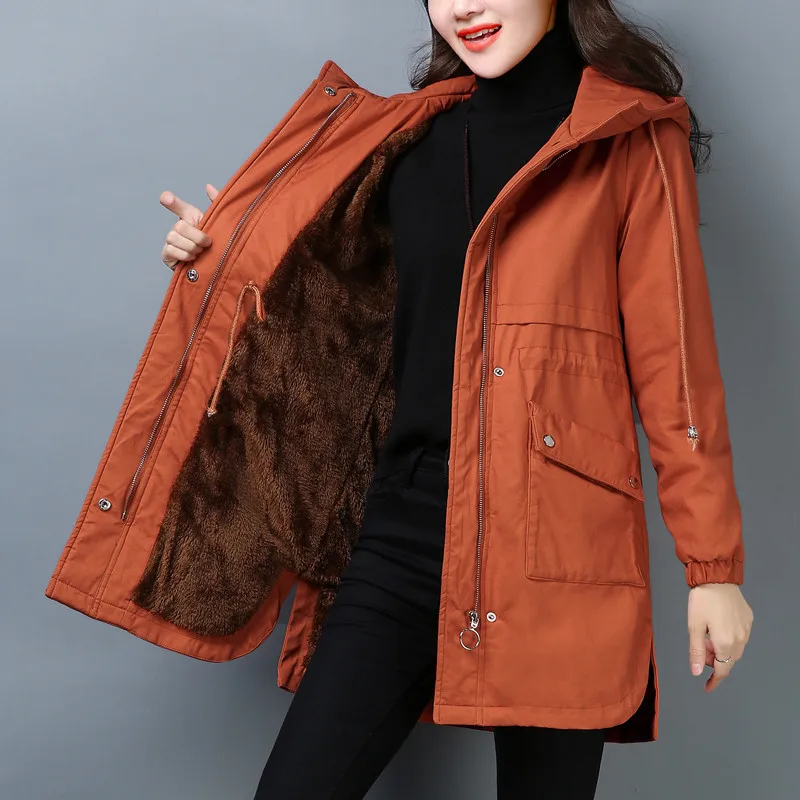 

Long Parkas Winter Jacket Women Nice Pop Hooded Thick Warm Casual Outerwear Padded Cotton Coat Big Pockets High Quality Parkas