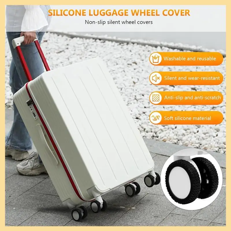 ABHI-8Pcs Suitcases Wheel Covers,Silicone Luggage Compartment Wheel Cover For Most 8 Spinner Wheels