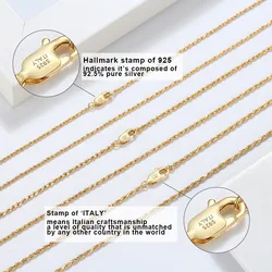 MIQIAO 925 Sterling Silver Jewelry 14K Gold Color Italian Rope Chain Necklace For Women Man 1.5MM Thick 40 45 50 55 60CM Long