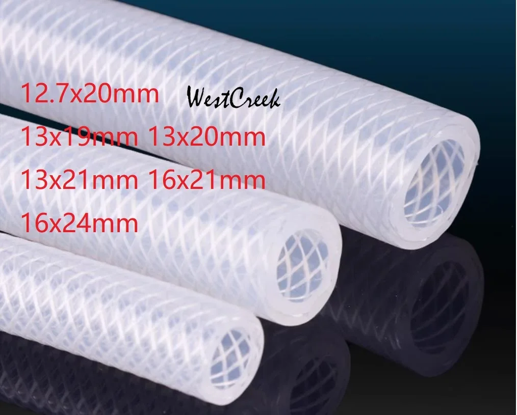 

WESTCREEK 16mm ID braided Silicone tube Enhanced steam explosion-proof threaded hose food grade silicon Corrugated braidd pipe