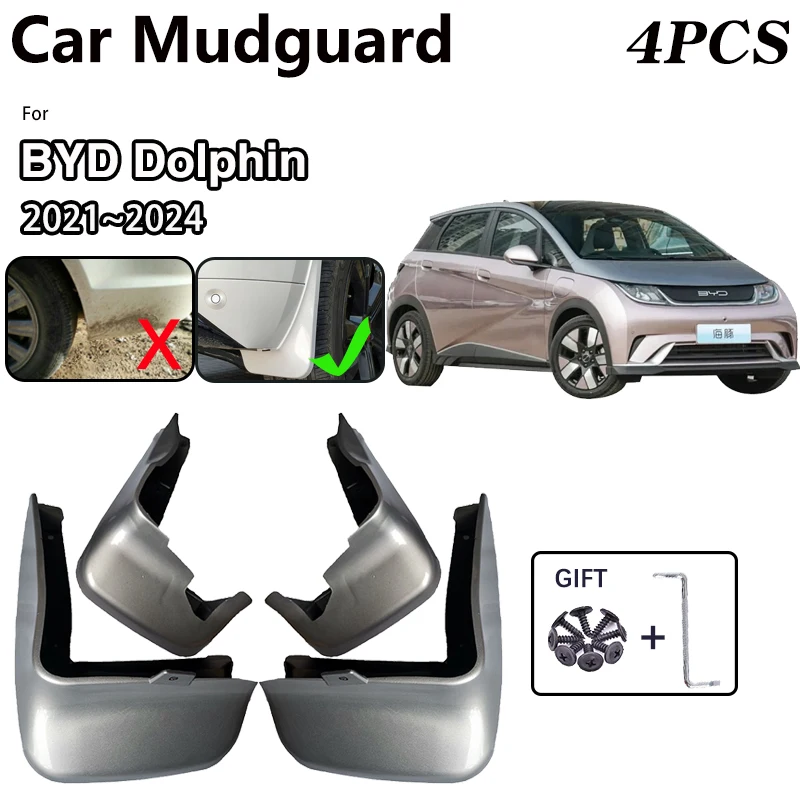 

For BYD Dolphin Accessories 2021 2022 2023 2024 Car Mudguards Baking Paint MudFlaps Auto Fender Protect Mud Guards Splash Flaps