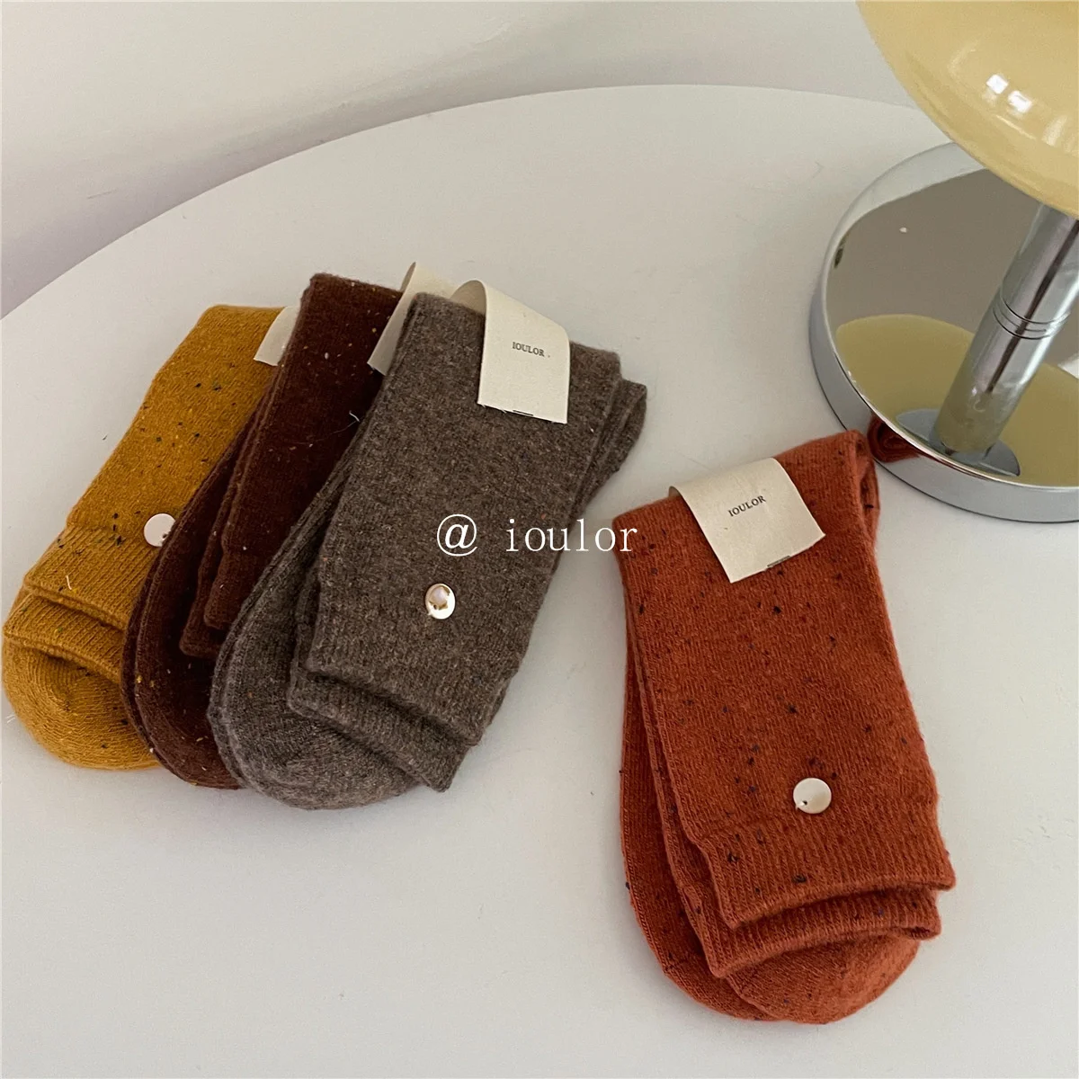 SP&CITY Colored Dotted Sheep Woolen Socks Women\'s Winter Warm Keeping Middle Tube Socks Casual Thick Korean Fashion Stockings