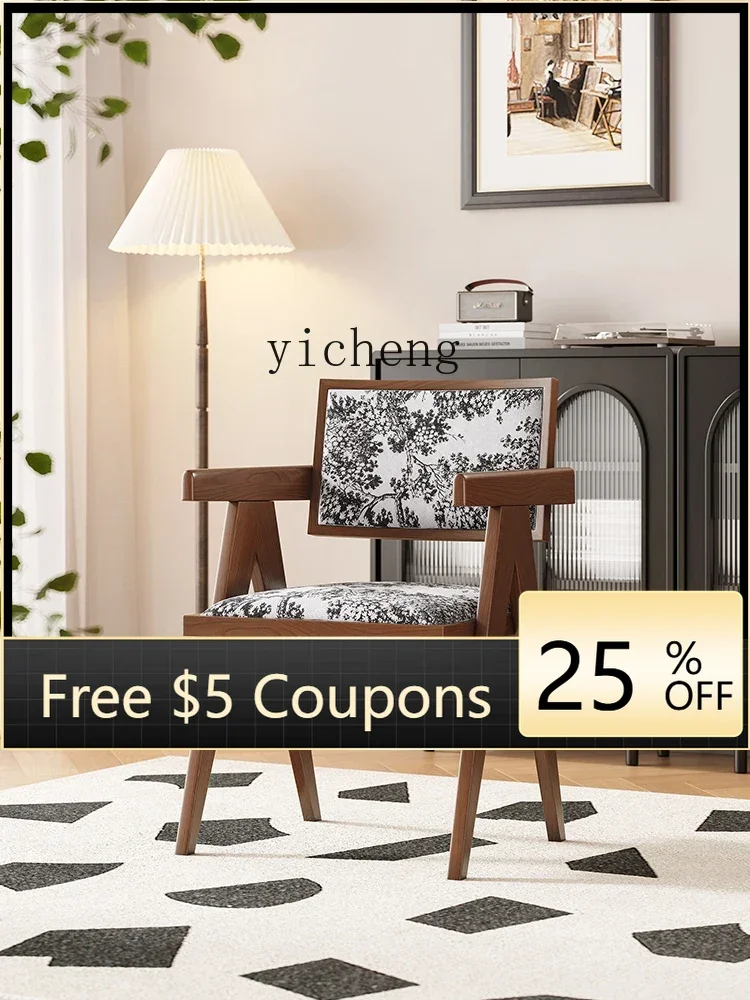 

Vintage Black Solid Wood Dining Chair Armrest Chair Antique Style Fraxinus Chairs