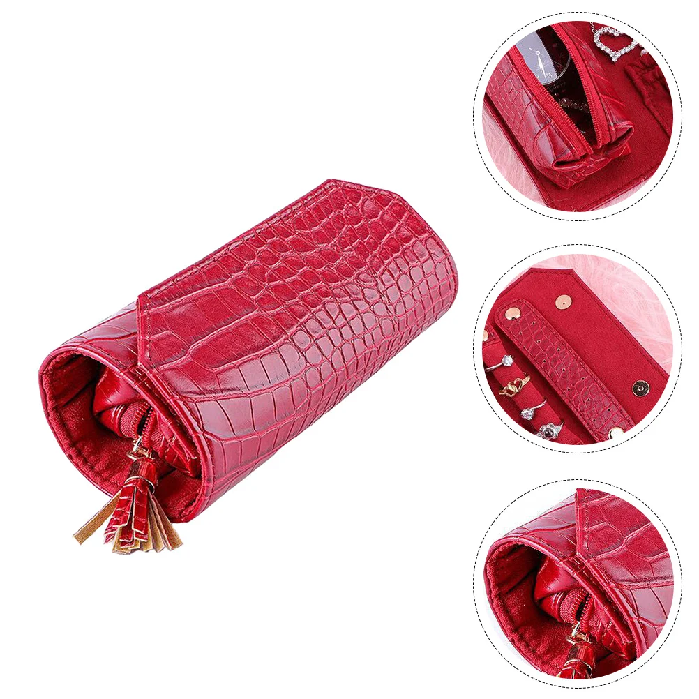 Travel Jewelry Roll Durable Compact Jewelry Organizer Storage Bag for Rings Necklaces Earrings Bracelets Necklace Roll Organizer