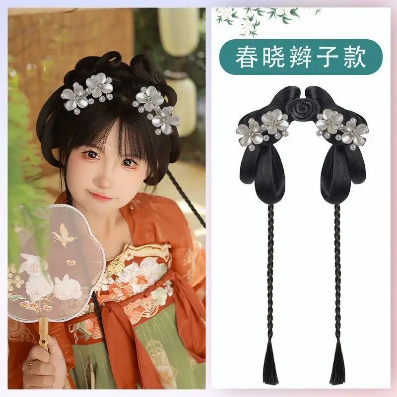 Tradycyjne rozwiązanie do włosów w kostiumie - peruka 5 w 1 z opaską i akcesoriami do stylizacji Wszechstronny dodatek do włosów Dynasty