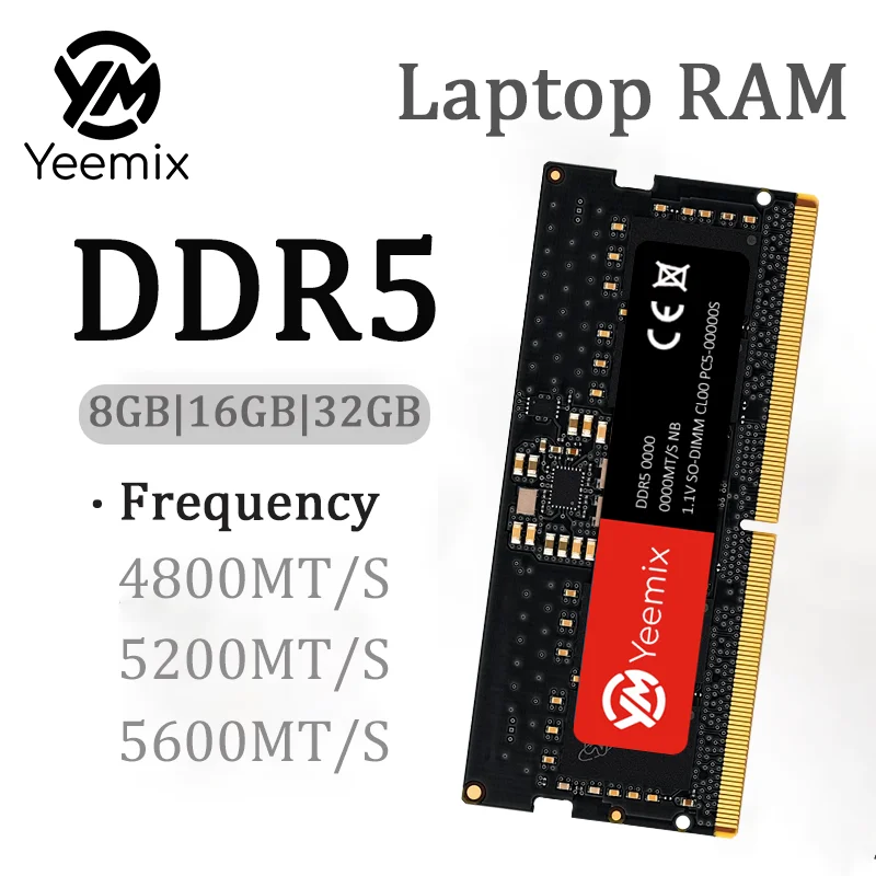 

Yeemix DDR5 Notebook RAM 8GB 16GB 32GB 5600MHz 4800MHz 5200MHz 1.1V 262PIN SO-DIMM Memory for DELL HP laptop