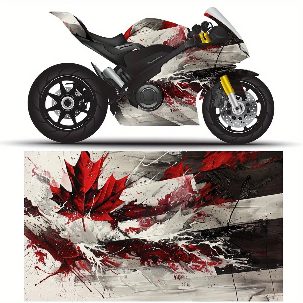 

Edgy Abstract Maple Art Motorcycle Vinyl Wraps, Waterproof Self-adhesive Motorcycle Vinyl Wraps, Surface Protection, Personalize