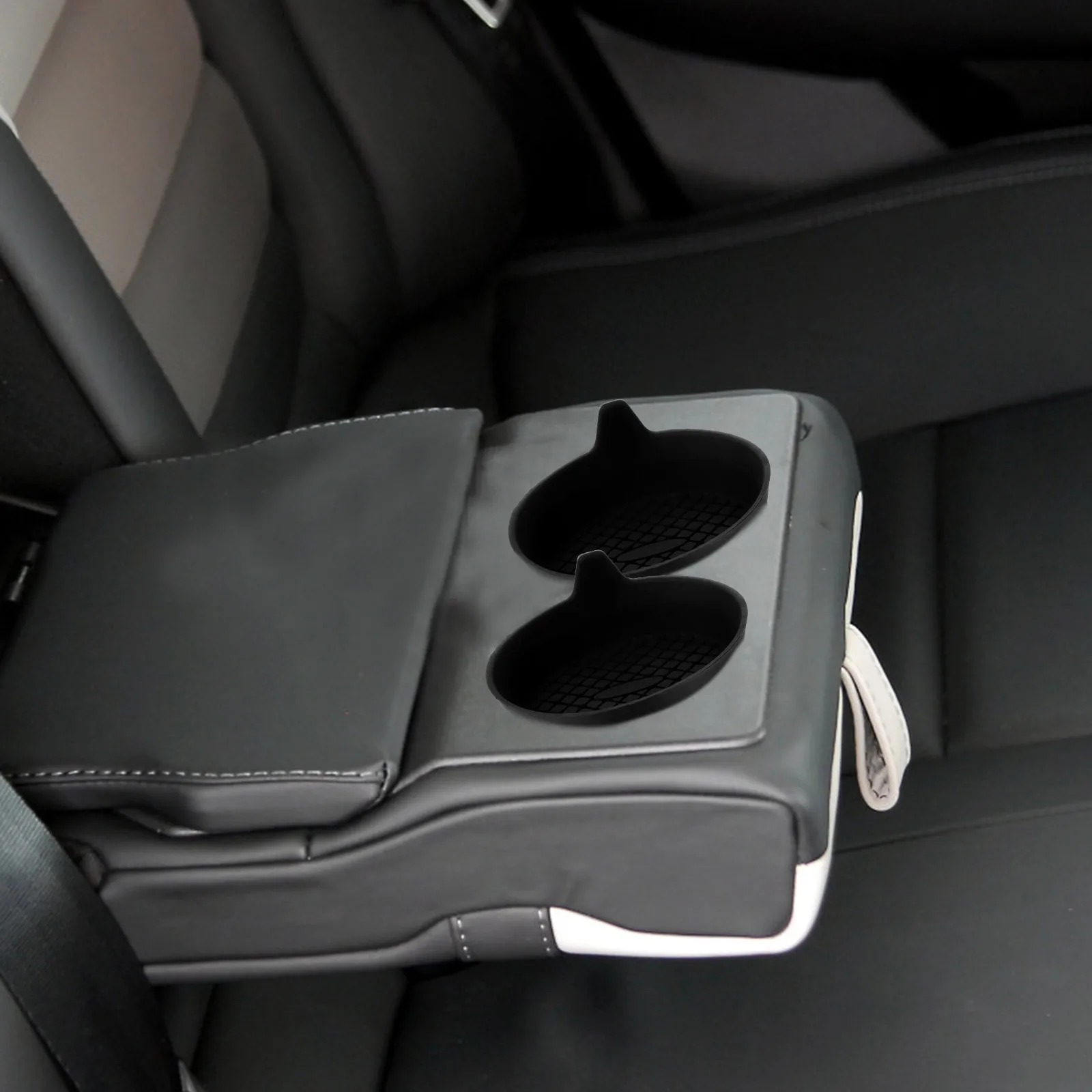 

4pcs Car Cup Coasters Silicone Anti Slip Durable Textured Surface Easy Clean For Car Interior Truck Accessories Men Black