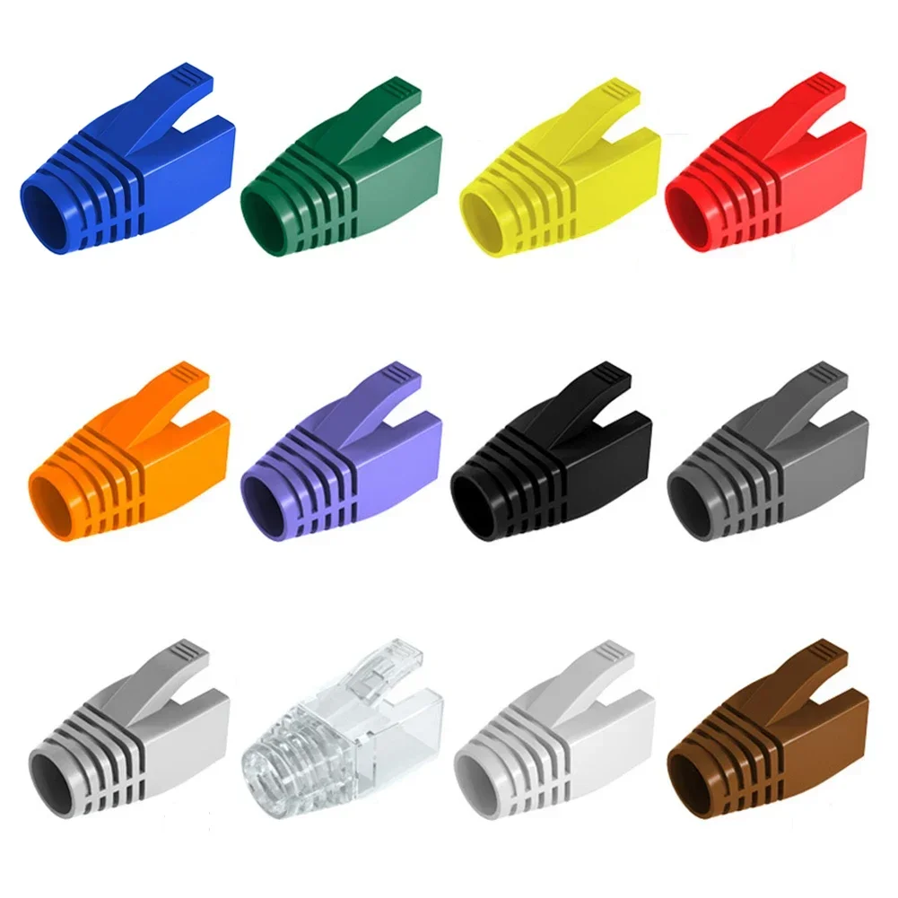 10Pcs RJ45 Caps Cat6a Cat7 RJ45 Network Ethernet Cable Connectors Cover Cat 7 Colorful TPU Boots Sheath Protective Sleeve