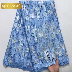 SJD LACE Nigerian Sequins Water Soluble Lace Fabrics 2026 High Quality African 5Yards Guipure Cord Lace for Women Dress Sew 4046