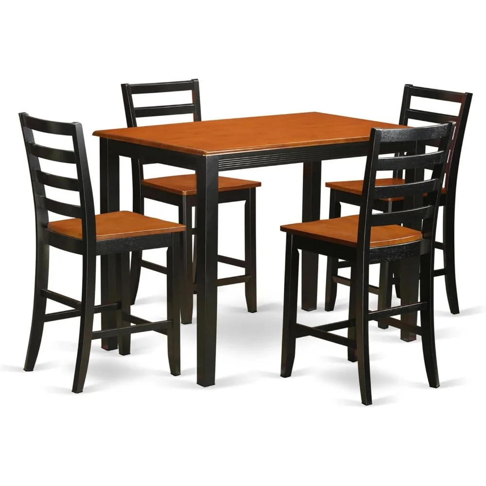 5 Piece Counter Height Dining Table Set Includes a Rectangle Wooden Table and 4 Kitchen Dining Chairs, 30x48 Inch