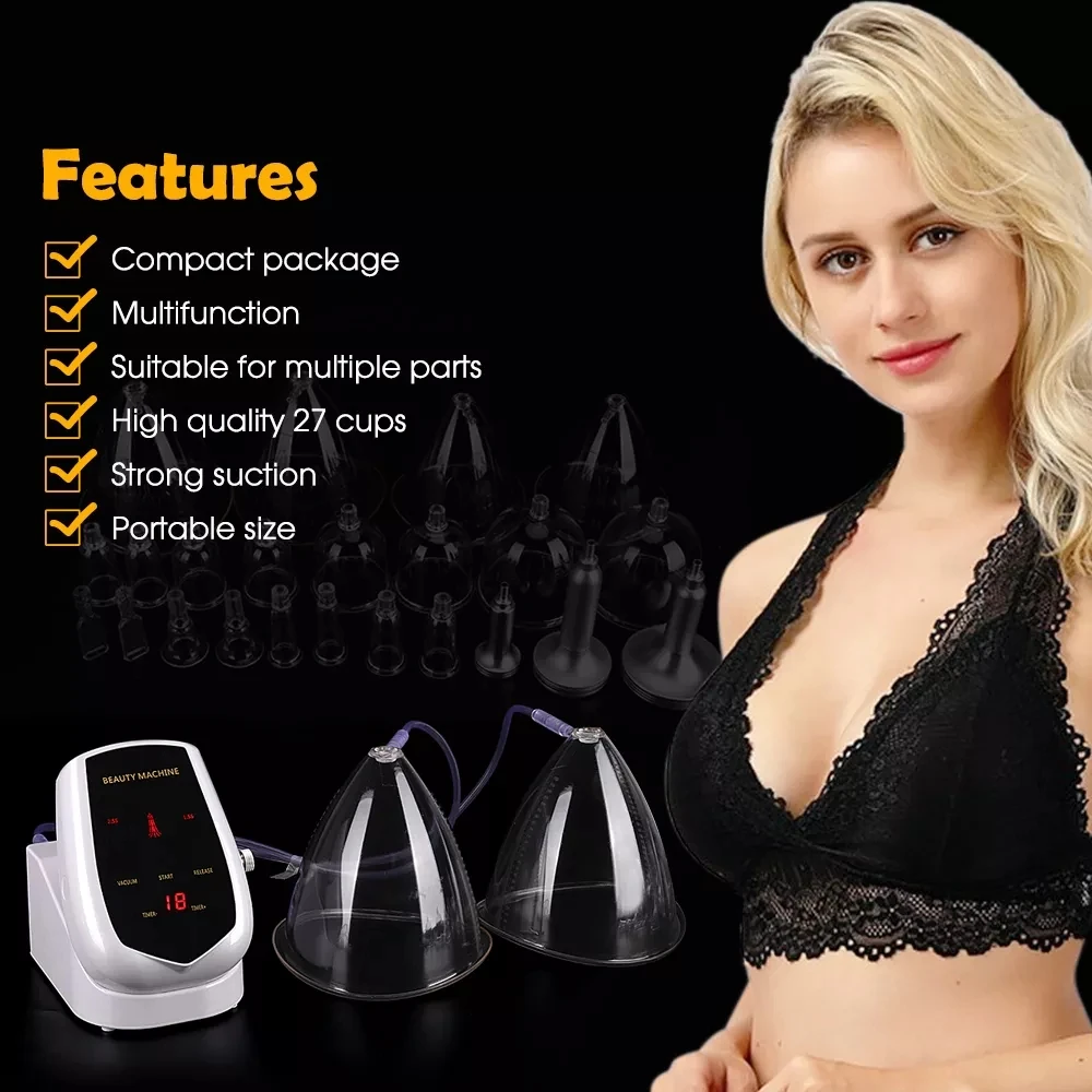 29 Cups Vacuum Therapy Breast Massager Body Shaping Machine Breast Enhancement Pump Hip Lifting Enhancer Cupping&Scraping Health