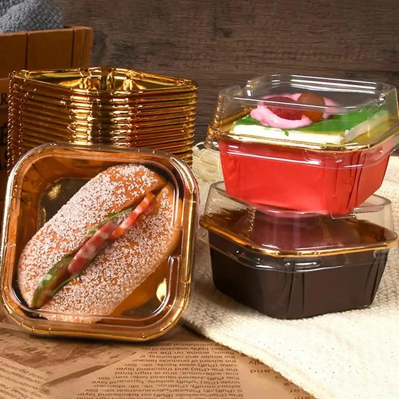 10/20/50Pcs Food Grade Square Dessert Boxes With Clear Lids Perfect For Mousse Cake Home Baking Small Party