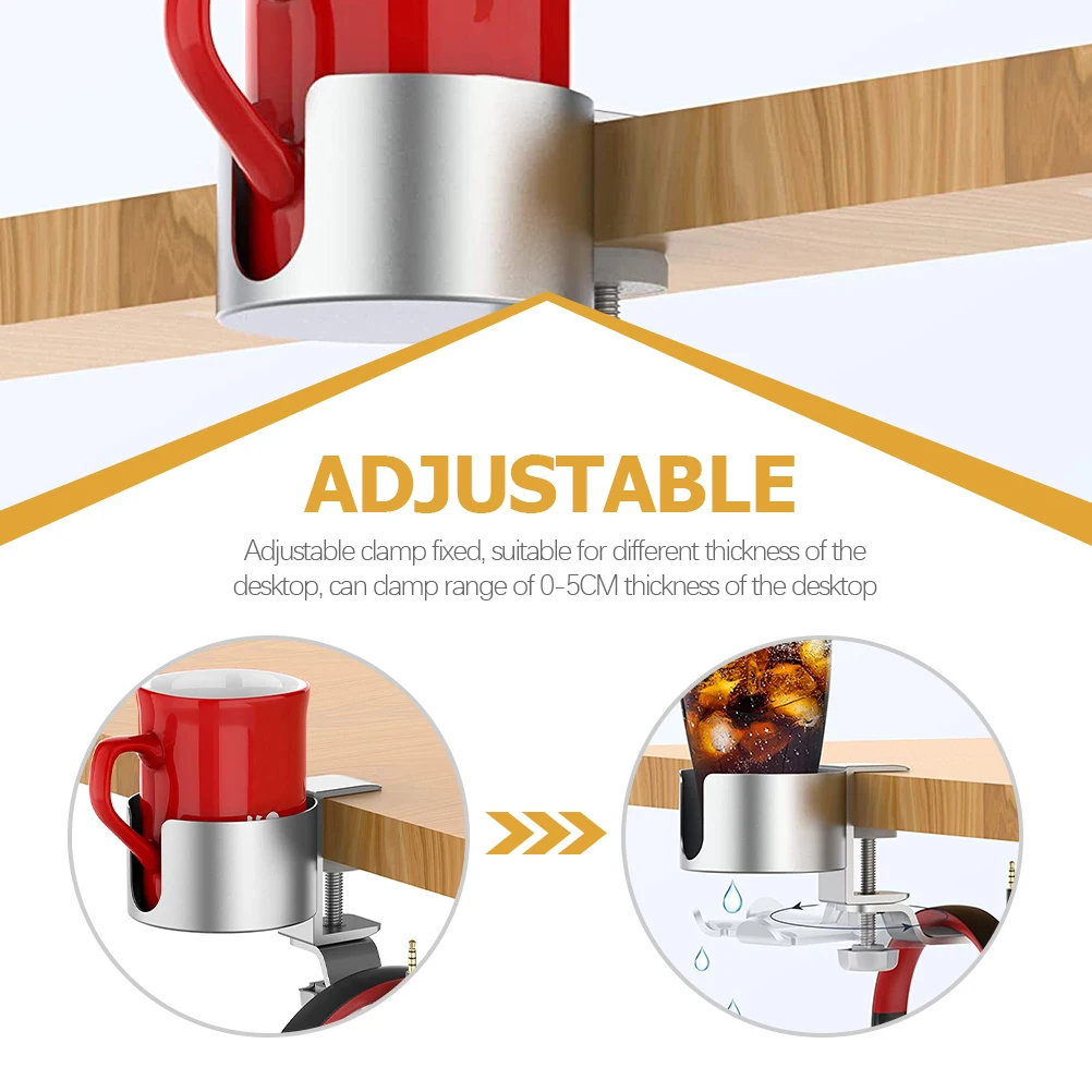 

Adjustable Rotating Table Side Cup Holder Headset Clamp Desk Headphone Stand Hanger Aluminum Alloy Multi Purpose for Most Cups