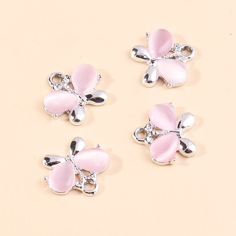 Zarte 10 stücke Opal Stein Schmetterling Charms Silber Farbe Tiere Schmetterling Anhänger für DIY Schmuck Machen Ohrringe Armbänder – Detail 11