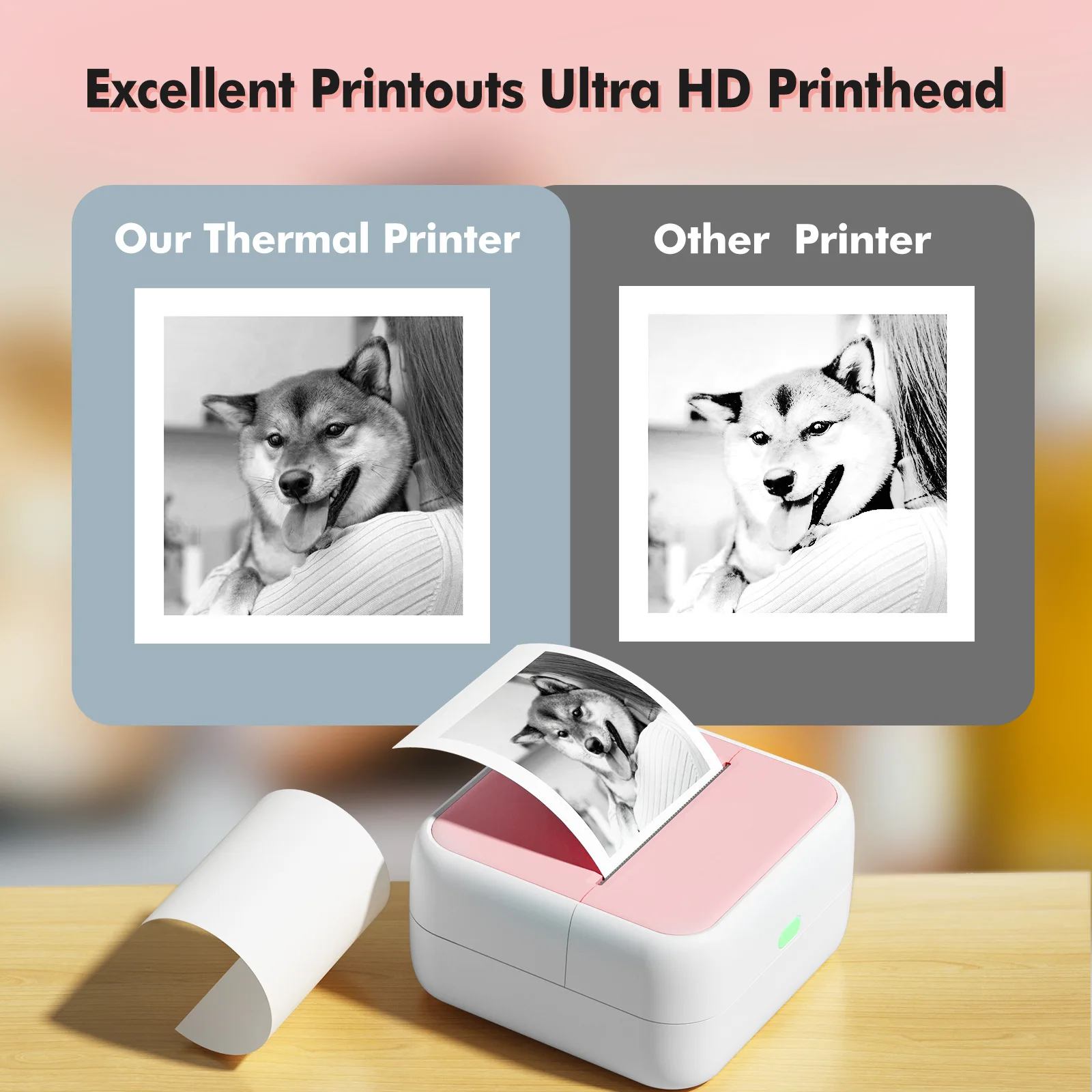 LGOODVIN S1 Mini Bluetooth Thermal Printer Portable Wireless for Students Notes Photos Labels