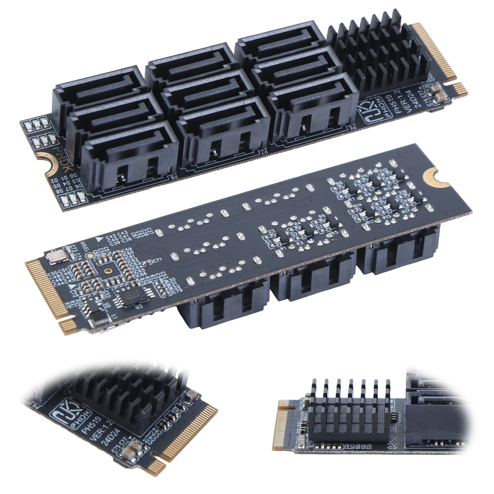 M.2 M KEY Nvme To 9 Ports SATA 3.0 Adapter 6Gbps M.2 NVME To SATA 3.0 Converter PCIE 3.0 X2 Hard Disk Capacity for Desktop